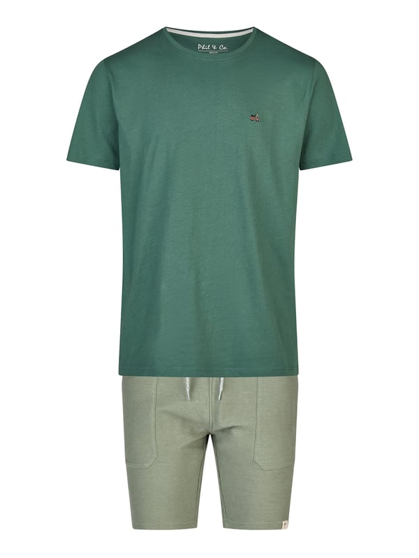 Cómodo pijama de Phil & Co. Berlín. El pijama tiene un corte amplio, holgado y acogedor. La cintura muy elástica y suave ejerce poca presión y hace que sean cómodos de llevar. Los conjuntos se componen de un pantalón y un top en diferentes diseños.