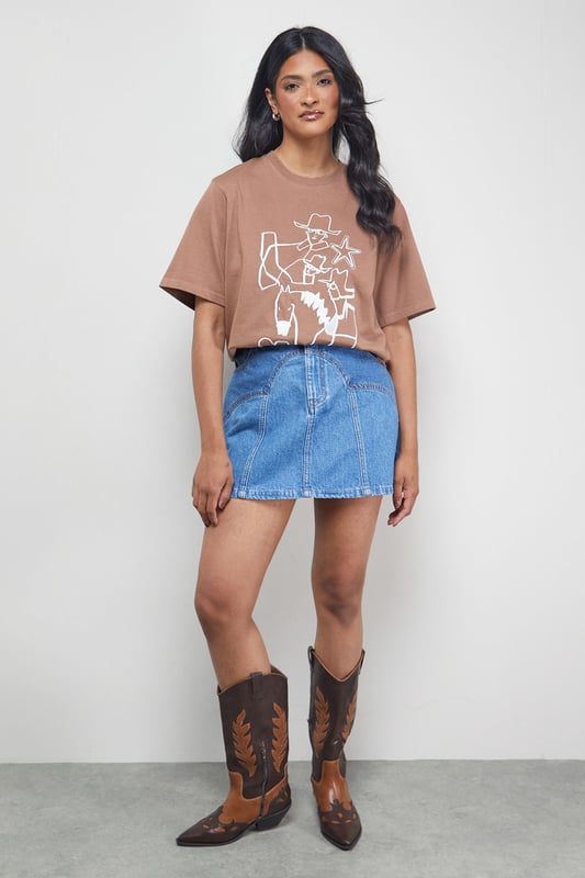 Tony Two Tone Denim Mini Skirt