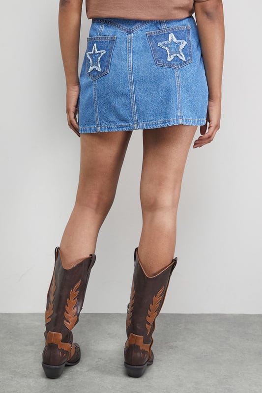 Tony Two Tone Denim Mini Skirt