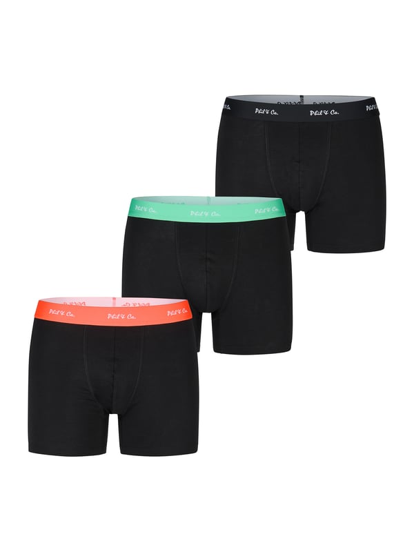Trunks in een multi-pack van Phil & Co; voor iedereen die van comfortabel houdt! De sets bestaan uit drie retro shorts in verschillende designs. De liefdevol ontworpen zwembroeken voegen variatie toe aan je garderobe. De materiaalmix van zacht katoen en comfortabele stretchvezels garandeert vormbehoud en comfort. De shorts hebben geen irriterende naden bij het zitvlak. De brede contrasterende tailleband geeft de shorts de finishing touch en zorgt ervoor dat de shorts niet afzakken en blijven zitten waar ze horen, zelfs onder druk.