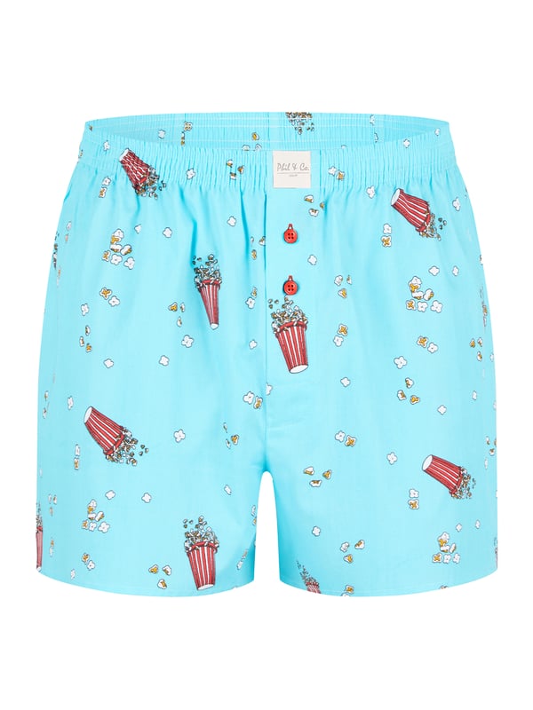 Bequeme Web-Boxershorts aus weich verarbeitetem Material. Die Shorts sind weit und locker geschnitten. Der sehr elastische, weiche Bund verursacht wenig Druck und sorgt für ein angenehmes Tragegefühl. Außerdem besitzen diese Unterhosen einen verdeckten und einfach geknöpften Eingriff sowie ein Label vorn am Bund.