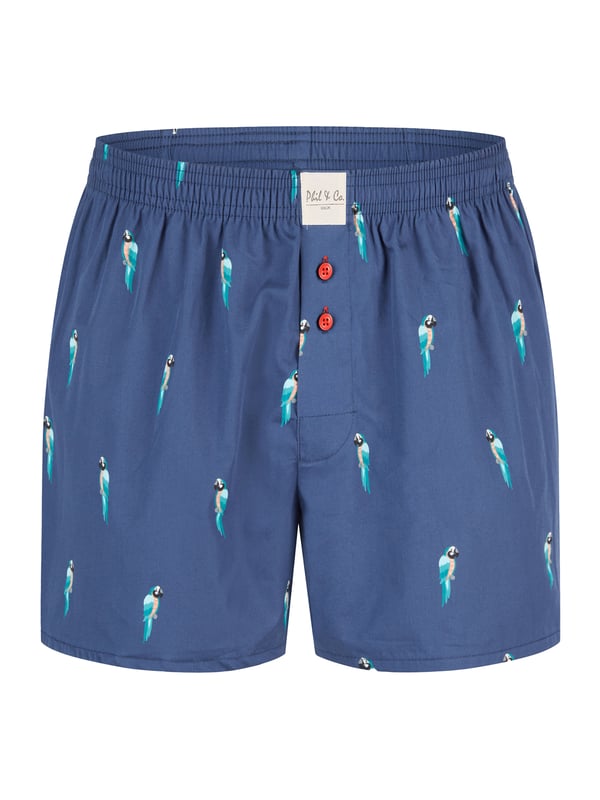 Bequeme Web-Boxershorts aus weich verarbeitetem Material. Die Shorts sind weit und locker geschnitten. Der sehr elastische, weiche Bund verursacht wenig Druck und sorgt für ein angenehmes Tragegefühl. Außerdem besitzen diese Unterhosen einen verdeckten und einfach geknöpften Eingriff sowie ein Label vorn am Bund.