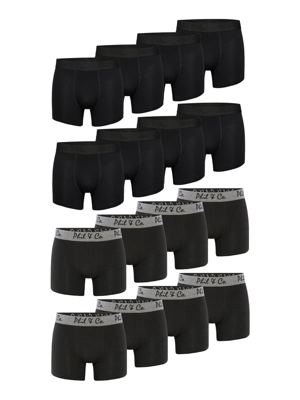 Calzoncillos bóxer para hombre en un asequible paquete múltiple de Phil & Co. Berlín. Pide hoy mismo tu nueva ropa interior favorita y convéncete de la imbatible relación calidad-precio de Phil & Co. Berlín. Los asequibles calzoncillos para hombre ofrecen una comodidad óptima. La agradable mezcla de algodón favorece la piel, garantiza el mantenimiento de la forma y una comodidad óptima. Los calzoncillos no tienen costuras molestas en la zona del asiento. La cintura ancha en contraste le da el toque final y garantiza que los calzoncillos no se deslicen y permanezcan donde deben estar, sin cortar. Para garantizar que nada rasque ni pique, Phil & Co. ha prescindido deliberadamente de las molestas etiquetas en sus calzoncillos y ha impreso en ellas las instrucciones de cuidado