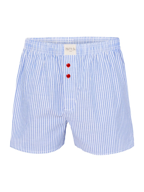 Bequeme Web-Boxershorts aus weich verarbeitetem Material. Die Shorts sind weit und locker geschnitten. Der sehr elastische, weiche Bund verursacht wenig Druck und sorgt für ein angenehmes Tragegefühl. Außerdem besitzen diese Unterhosen einen verdeckten und einfach geknöpften Eingriff sowie ein Label vorn am Bund.