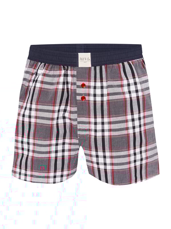 Bequeme Web-Boxershorts aus weich verarbeitetem Material. Die Shorts sind weit und locker geschnitten. Der sehr elastische, weiche Bund verursacht wenig Druck und sorgt für ein angenehmes Tragegefühl. Außerdem besitzen diese Unterhosen einen verdeckten und einfach geknöpften Eingriff sowie ein Label vorn am Bund.