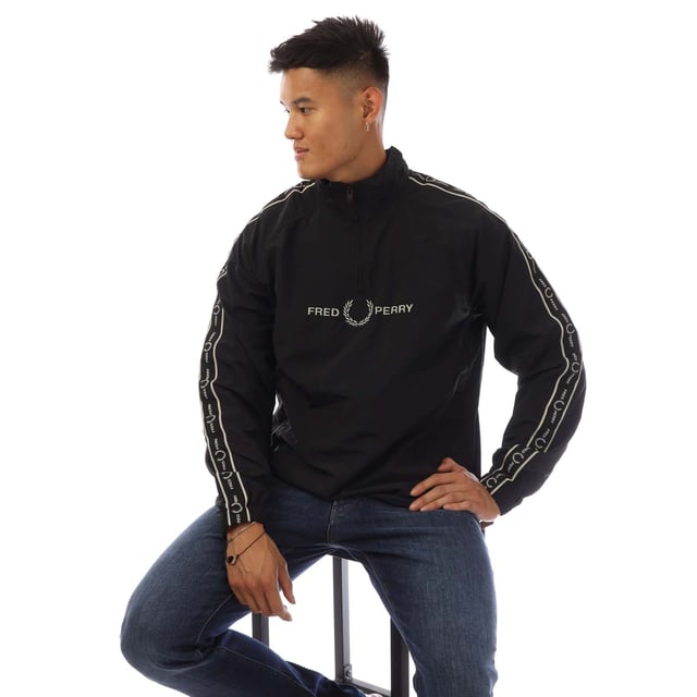 Fred Perry Taped Sleeve Black Shell Jacket