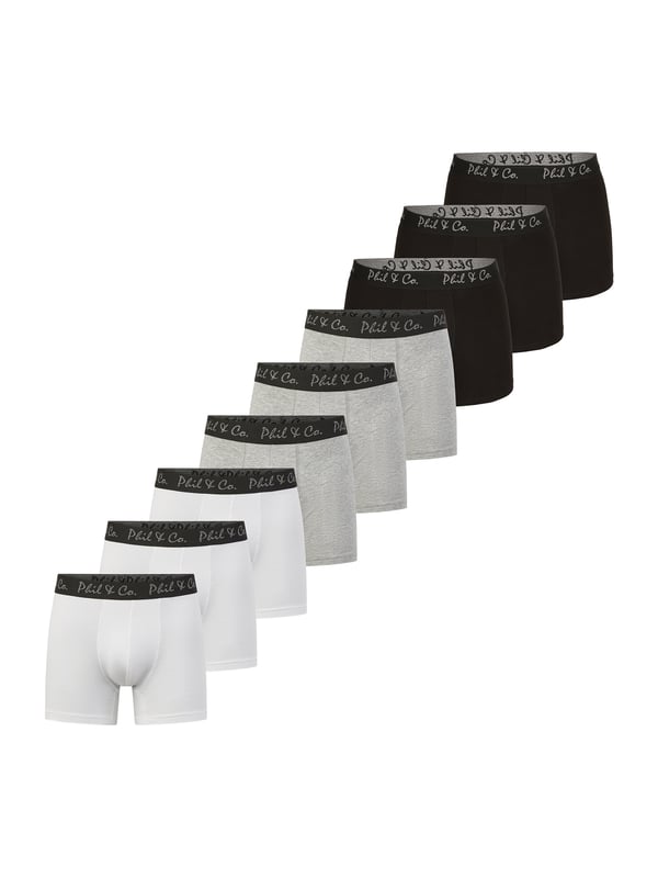 Calzoncillos en un paquete múltiple de Phil & Co.; ¡para todos aquellos a los que les gusta ir cómodos! Los conjuntos constan de seis calzoncillos retro en diferentes diseños. Los bañadores, diseñados con cariño, añaden variedad a tu armario. La mezcla de materiales de suave algodón y cómodas fibras elásticas garantiza el mantenimiento de la forma y la comodidad. Los calzoncillos no tienen costuras molestas en la zona del asiento. La cintura ancha en contraste da el toque final a los calzoncillos y garantiza que no se deslicen y permanezcan en su sitio, incluso bajo presión.