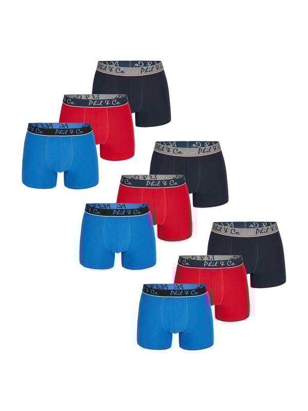 Trunks in een multi-pack van Phil & Co; voor iedereen die van comfortabel houdt! De sets bestaan uit zes retro shorts in verschillende designs. De liefdevol ontworpen zwembroeken voegen variatie toe aan je garderobe. De materiaalmix van zacht katoen en comfortabele stretchvezels garandeert vormbehoud en comfort. De shorts hebben geen irriterende naden bij het zitvlak. De brede contrasterende tailleband geeft de shorts de finishing touch en zorgt ervoor dat de shorts niet afzakken en blijven zitten waar ze horen, zelfs onder druk.