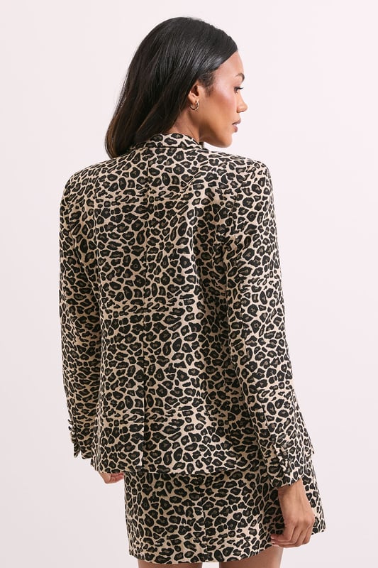 Leopard Print Double Breasted Blazer
