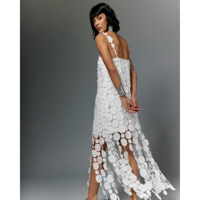 River Island Womens Midi Dress Cream Crochet Fringe Dresses