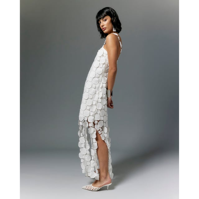 River Island Womens Midi Dress Cream Crochet Fringe Dresses