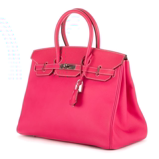 Hermès Bags Birkin 35 Handbag in Pink Epsom Leather and Silver hardware. The product is in Excellent Condition (A).
  Accessories Included: Cadenas; Keys in Clochette
  
  BrandCo Paris finds rare and top condition items at great deals, they are worth your patience!
  Shop with confidence - All BrandCo Paris items are carefully selected and authenticated by our team of experts.
  All the items come with an authenticity certificate and packaging delivered by BrandCo Paris.
  Item Condition Grading Table
    N  (Like New)
    AA (Perfect Condition)
    A  (Excellent Condition)
    AB (Very Good Condition)
    B  (Good/Fair)