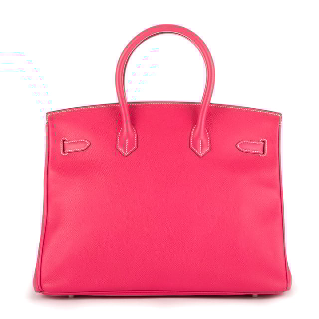 Hermès Bags Birkin 35 Handbag in Pink Epsom Leather and Silver hardware. The product is in Excellent Condition (A).
  Accessories Included: Cadenas; Keys in Clochette
  
  BrandCo Paris finds rare and top condition items at great deals, they are worth your patience!
  Shop with confidence - All BrandCo Paris items are carefully selected and authenticated by our team of experts.
  All the items come with an authenticity certificate and packaging delivered by BrandCo Paris.
  Item Condition Grading Table
    N  (Like New)
    AA (Perfect Condition)
    A  (Excellent Condition)
    AB (Very Good Condition)
    B  (Good/Fair)