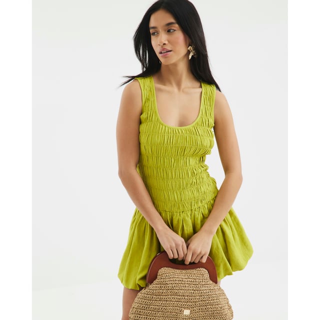 River Island Womens Mini Dress Petite Lime Bubble Hem Shirred Petite collection, Scoop neckline, Sleeveless, Shirred bodice, Bubble hem, Mini lengthAbout the brandFASHION IS OUR DNARiver Island is an icon of the British high street. Inspired by the latest trends and our heritage style archives, we've been serving style and leading trends for over sixty years.We make fashion for real people with real lives, who want to look real good. Because life's a celebration - let's dress for it.