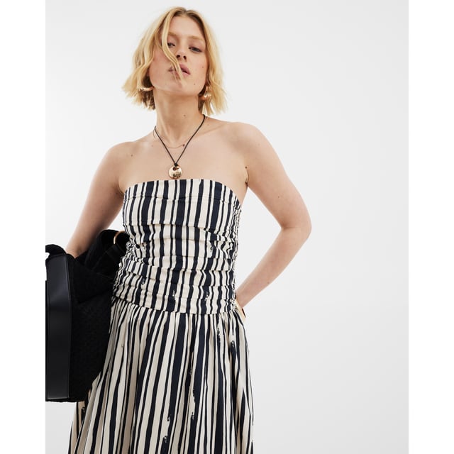 Striped, Bandeau neckline, Pleated bodice detail, Detachable straps, Midi lengthAbout the brandFASHION IS OUR DNARiver Island is an icon of the British high street. Inspired by the latest trends and our heritage style archives, we've been serving style and leading trends for over sixty years.We make fashion for real people with real lives, who want to look real good. Because life's a celebration - let's dress for it.