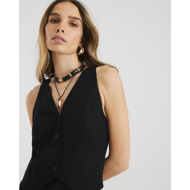 chinese dress ladies Mille Isla Dress in Black Linen XXS
