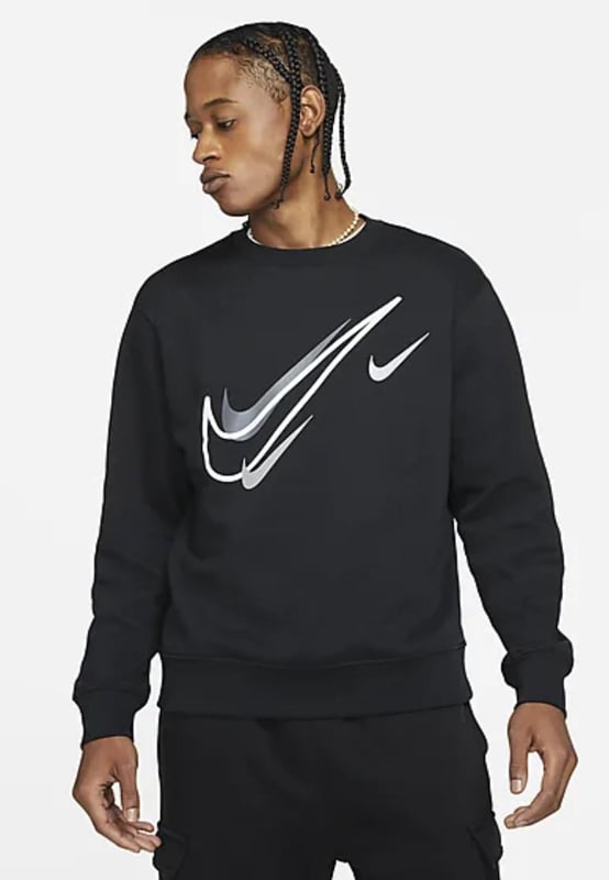 Nike Mens Multi Swoosh Crewneck Sweatshirt in Black