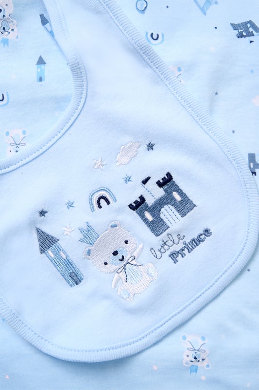 Cotton 5-Piece Baby Gift Set Surprise new parents with the printed 5-Piece baby gift Set from Rock A Bye Baby Boutique. This thoughtful bundle includes a cosy matching all-in-one, bodysuit, bib, hat, and mitts for essential wardrobe pieces. Crafted from 100% cotton, each item ensures their baby stays stylish and snug, perfect for everyday wear or special occasions. Packaged elegantly in a mesh bag.