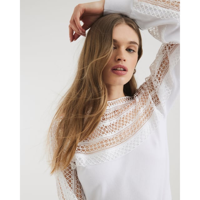 Boat neck, Long sleeves, Hybrid design, Lace detail, CuffedAbout the brandFASHION IS OUR DNARiver Island is an icon of the British high street. Inspired by the latest trends and our heritage style archives, we've been serving style and leading trends for over sixty years.We make fashion for real people with real lives, who want to look real good. Because life's a celebration - let's dress for it.