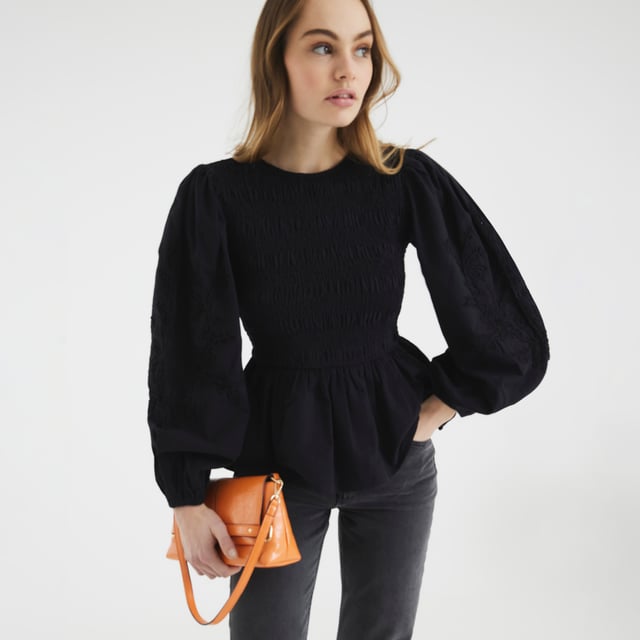Crew neckline, Long balloon sleeves, Shirred, Embroidered detail, Button fastening, Peplum hemAbout the brandFASHION IS OUR DNARiver Island is an icon of the British high street. Inspired by the latest trends and our heritage style archives, we've been serving style and leading trends for over sixty years.We make fashion for real people with real lives, who want to look real good. Because life's a celebration - let's dress for it.