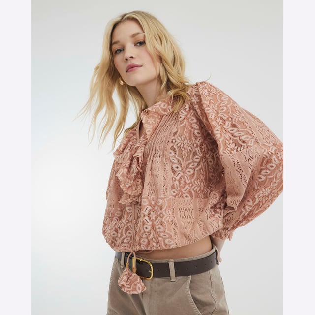 River Island Womens Pink Long Sleeve Lace Ruffle Top Loose fit, Lace fabric, Crew neck, Lace detail, Ruffle detail, Buttoned fastening, Long sleevesAbout the brandFASHION IS OUR DNARiver Island is an icon of the British high street. Inspired by the latest trends and our heritage style archives, we've been serving style and leading trends for over sixty years.We make fashion for real people with real lives, who want to look real good. Because life's a celebration - let's dress for it.