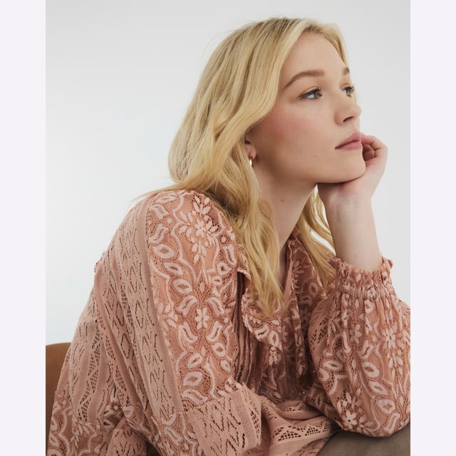 River Island Womens Pink Long Sleeve Lace Ruffle Top Loose fit, Lace fabric, Crew neck, Lace detail, Ruffle detail, Buttoned fastening, Long sleevesAbout the brandFASHION IS OUR DNARiver Island is an icon of the British high street. Inspired by the latest trends and our heritage style archives, we've been serving style and leading trends for over sixty years.We make fashion for real people with real lives, who want to look real good. Because life's a celebration - let's dress for it.