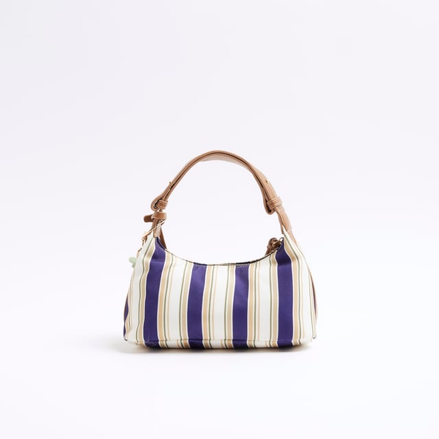 River Island Womens Blue Canvas Striped Charm Shoulder Bag Canvas fabric, Striped print, Charm detail, Metal gold RI hardware, Grab handles, Adjustable strap, Zip fastening, Strap length: 14cm, Bag dimensions H: 13cm x D: 26cm x W: 12cmAbout the brandFASHION IS OUR DNARiver Island is an icon of the British high street. Inspired by the latest trends and our heritage style archives, we've been serving style and leading trends for over sixty years.We make fashion for real people with real lives, who want to look real good. Because life's a celebration - let's dress for it.