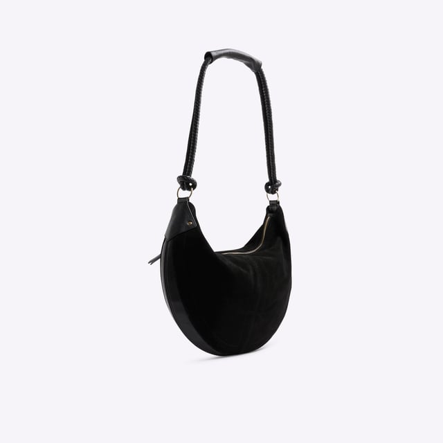 River Island Womens Black Suede Knot Handle Slouchy Shoulder Bag Suede, Shoulder strap, Knot detail, Interior zip pocket, Zip fastening, Handle drop: 31cm, H: 29cm x W: 42cm x D: 7cmAbout the brandFASHION IS OUR DNARiver Island is an icon of the British high street. Inspired by the latest trends and our heritage style archives, we've been serving style and leading trends for over sixty years.We make fashion for real people with real lives, who want to look real good. Because life's a celebration - let's dress for it.