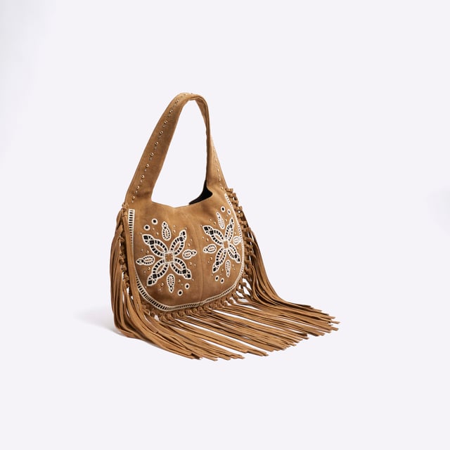 Suede, Broderie detail, Studded embellishment, Fringed, Popper fastening, Handle drop: 25cm, H: 25.5cm x W: 37cm x D: 0.5cmAbout the brandFASHION IS OUR DNARiver Island is an icon of the British high street. Inspired by the latest trends and our heritage style archives, we've been serving style and leading trends for over sixty years.We make fashion for real people with real lives, who want to look real good. Because life's a celebration - let's dress for it.