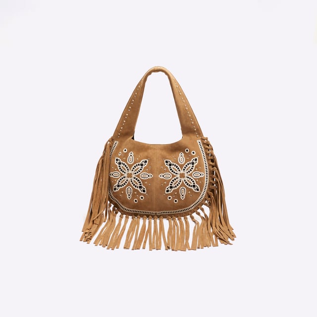 Suede, Broderie detail, Studded embellishment, Fringed, Popper fastening, Handle drop: 25cm, H: 25.5cm x W: 37cm x D: 0.5cmAbout the brandFASHION IS OUR DNARiver Island is an icon of the British high street. Inspired by the latest trends and our heritage style archives, we've been serving style and leading trends for over sixty years.We make fashion for real people with real lives, who want to look real good. Because life's a celebration - let's dress for it.