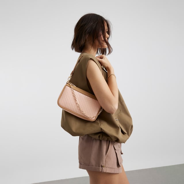 River Island Womens Pink 90s Monogram Shoulder Bag