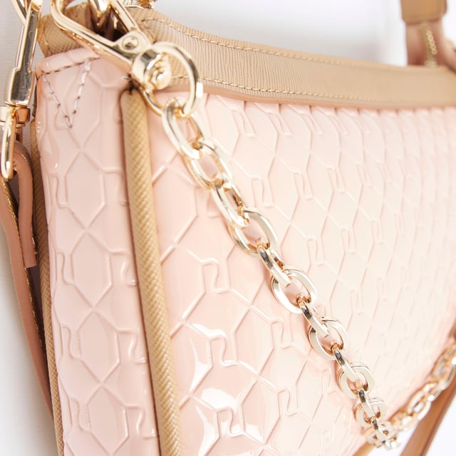 River Island Womens Pink 90s Monogram Shoulder Bag