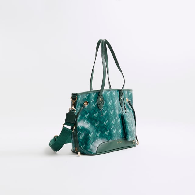 River Island Womens Green Geometric Side Tie Shopper Bag Embossed geometric print, Side tied, Charm pendants, Detachable pouch, Gold metal RI branding, Shoulder handle, Adjustable strap, Handle drop: 23cm x Strap drop: 65cm, Bag dimensions: L: 25cm x D: 18cm x W: 50cmAbout the brandFASHION IS OUR DNARiver Island is an icon of the British high street. Inspired by the latest trends and our heritage style archives, we've been serving style and leading trends for over sixty years.We make fashion for real people with real lives, who want to look real good. Because life's a celebration - let's dress for it.