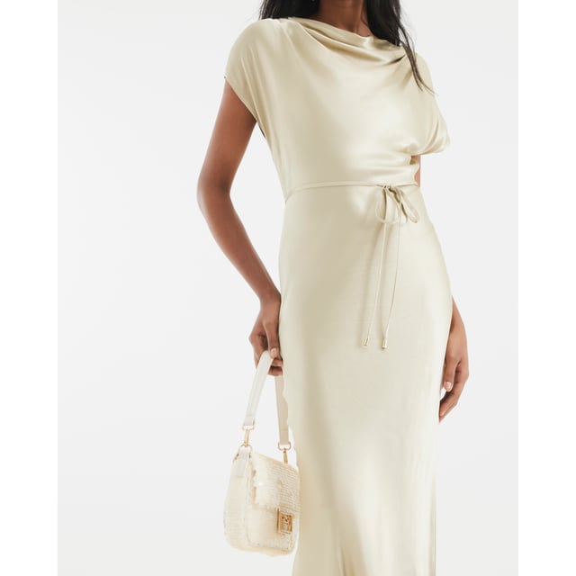 Satin fabric, Fitted, Column dress, Cowl neck, Sleeveless, Maxi lengthAbout the brandFASHION IS OUR DNARiver Island is an icon of the British high street. Inspired by the latest trends and our heritage style archives, we've been serving style and leading trends for over sixty years.We make fashion for real people with real lives, who want to look real good. Because life's a celebration - let's dress for it.