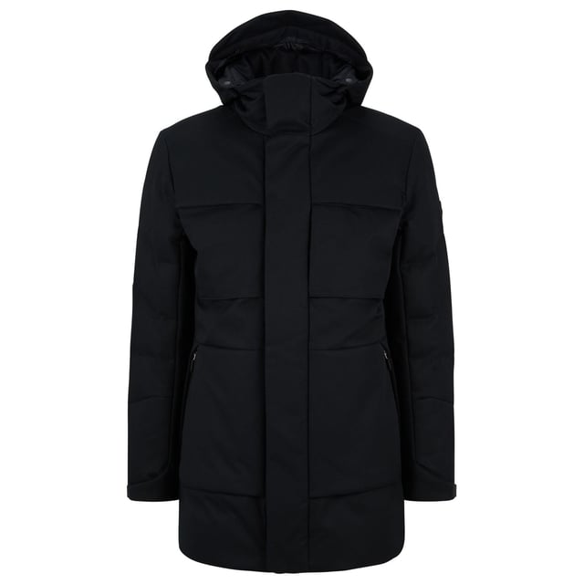 Veste matelassée Hugo Boss Zefiro 1 pour homme en noir.- Capuche amovible.- Fermeture zippée sur toute la longueur.- Poches de poitrine à rabat.- Poches zippées.- Poches plaquées intérieures. .- Poignets réglables.- Entièrement doublée.- Coupe Longue.- Tissu double épaisseur traité avec une finition déperlante.- 100% Polyester.