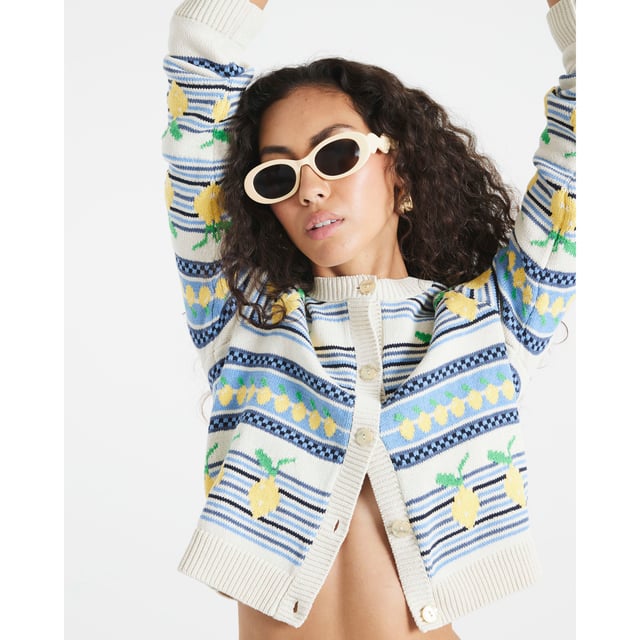 Knitted, Round neckline, Long sleeves, Striped, Lemon print, Button fasteningAbout the brandFASHION IS OUR DNARiver Island is an icon of the British high street. Inspired by the latest trends and our heritage style archives, we've been serving style and leading trends for over sixty years.We make fashion for real people with real lives, who want to look real good. Because life's a celebration - let's dress for it.