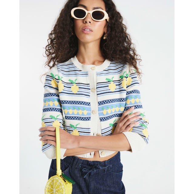 Knitted, Round neckline, Long sleeves, Striped, Lemon print, Button fasteningAbout the brandFASHION IS OUR DNARiver Island is an icon of the British high street. Inspired by the latest trends and our heritage style archives, we've been serving style and leading trends for over sixty years.We make fashion for real people with real lives, who want to look real good. Because life's a celebration - let's dress for it.