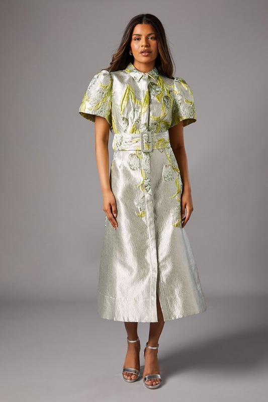 専用出品Checked Jacquard Volume Sleeve Dress Checked Jacquard Volume Sleeve Dress