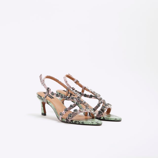 Faux leather fabric, Snake Print, Gem stone detail, Ankle strapped, Backless, Open toe, Skinny heel, Heel height: 5cmAbout the brandFASHION IS OUR DNARiver Island is an icon of the British high street. Inspired by the latest trends and our heritage style archives, we've been serving style and leading trends for over sixty years.We make fashion for real people with real lives, who want to look real good. Because life's a celebration - let's dress for it.