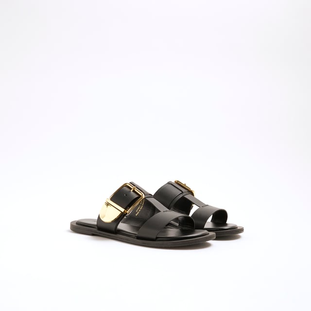 Leather fabric, T-Bar styled, Buckle strapped, Open toe, Backless, Flat solesAbout the brandFASHION IS OUR DNARiver Island is an icon of the British high street. Inspired by the latest trends and our heritage style archives, we've been serving style and leading trends for over sixty years.We make fashion for real people with real lives, who want to look real good. Because life's a celebration - let's dress for it.