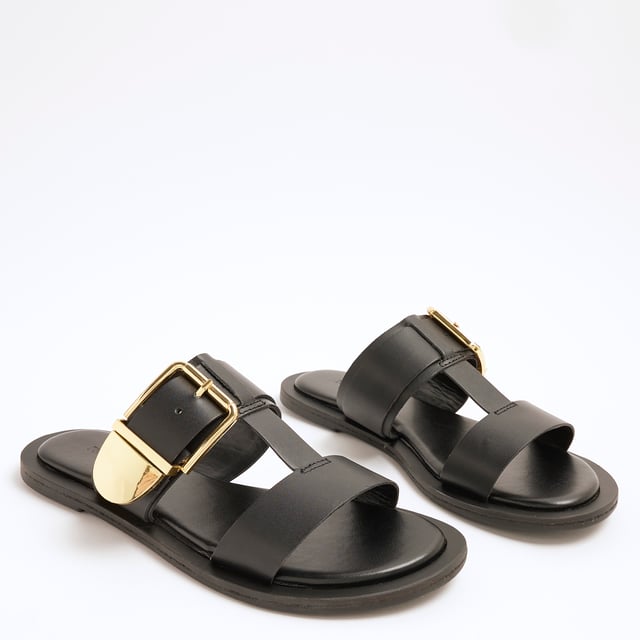 Leather fabric, T-Bar styled, Buckle strapped, Open toe, Backless, Flat solesAbout the brandFASHION IS OUR DNARiver Island is an icon of the British high street. Inspired by the latest trends and our heritage style archives, we've been serving style and leading trends for over sixty years.We make fashion for real people with real lives, who want to look real good. Because life's a celebration - let's dress for it.