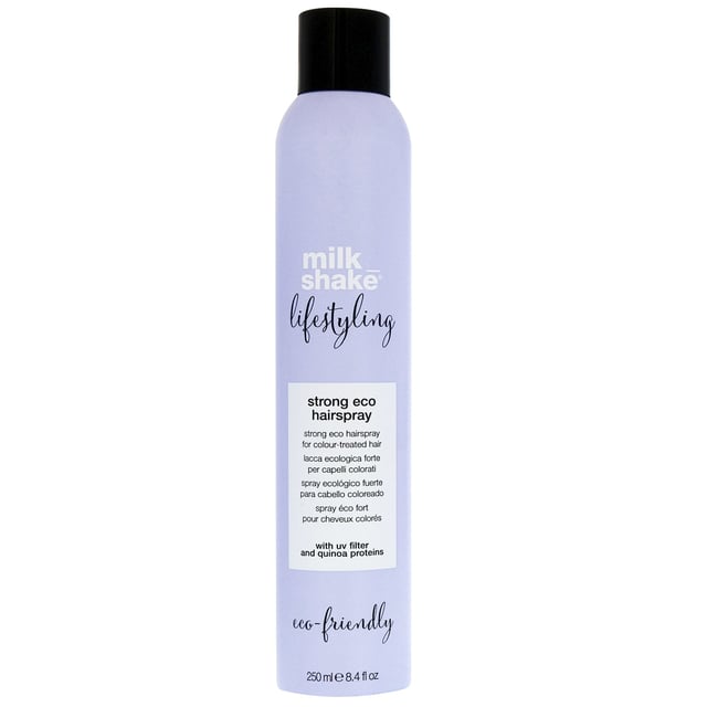 Experience the ultimate styling power with Milk Shake Lifestyling Strong Eco Hairspray. This eco-friendly hairspray provides robust hold while being gentle on your color-treated hair. Infused with quinoa proteins, it nourishes and protects, reducing color fading and enhancing shine. Its quick-drying formula shields your hair from humidity and environmental stressors, ensuring your style lasts longer without any sticky residue. Simply hold the spray 20-30cm away from your hair and apply as needed for a flawless finish. Elevate your hair game with this must-have styling essential.