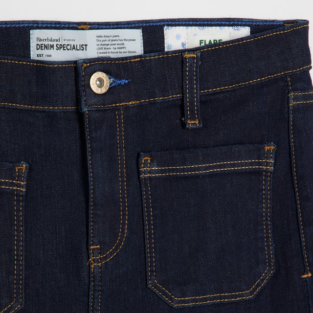 High rise, Flare design, Denim fabric, Belt loops, Classic 5 pockets, Button and zip fasteningAbout the brandFASHION IS OUR DNARiver Island is an icon of the British high street. Inspired by the latest trends and our heritage style archives, we've been serving style and leading trends for over sixty years.We make fashion for real people with real lives, who want to look real good. Because life's a celebration - let's dress for it.