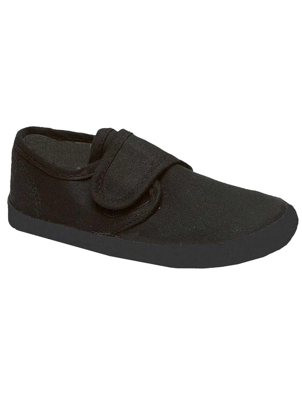 Kids School Pumps Shoes Simple, stylish, and built for comfort—these unisex school pumps are perfect for everyday wear. Made with a soft canvas upper and a matte finish, they offer a snug fit that’s both comfy and breathable. Packed in a brand-new poly bag, these shoes are crafted from high-quality materials to withstand daily school use. Great for PE, indoor activities, or general school wear