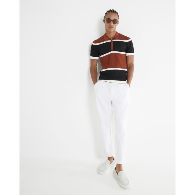 Regular fit, Polo collared, Colour blocked, Quarter zipped, Short sleeves, Lightweight, Comfort stretch, Engineered fit, TexturedAbout the brandFASHION IS OUR DNARiver Island is an icon of the British high street. Inspired by the latest trends and our heritage style archives, we've been serving style and leading trends for over sixty years.We make fashion for real people with real lives, who want to look real good. Because life's a celebration - let's dress for it.
