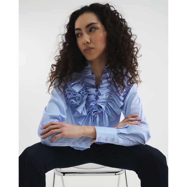 Striped, V-neck, Long sleeves, Ruffle detail, Corsage applique, Button fasteningAbout the brandFASHION IS OUR DNARiver Island is an icon of the British high street. Inspired by the latest trends and our heritage style archives, we've been serving style and leading trends for over sixty years.We make fashion for real people with real lives, who want to look real good. Because life's a celebration - let's dress for it.