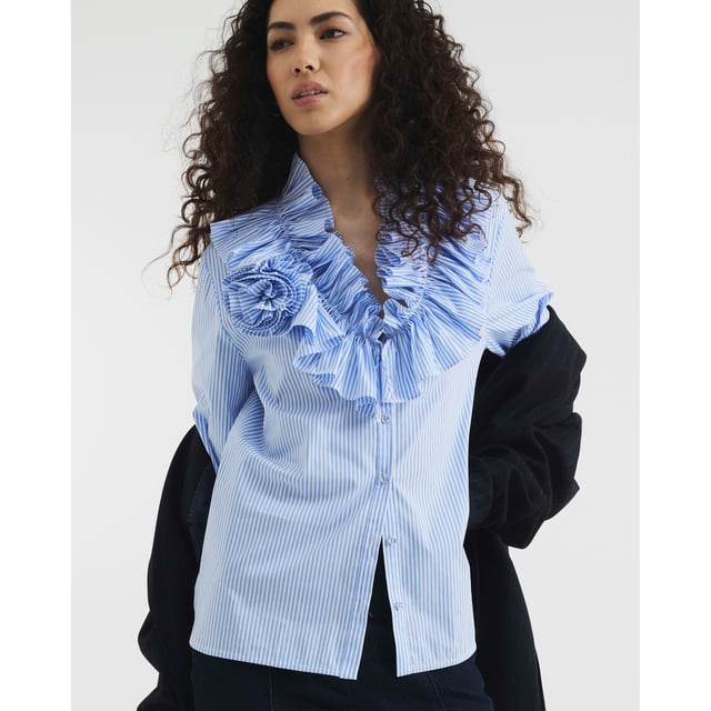 Striped, V-neck, Long sleeves, Ruffle detail, Corsage applique, Button fasteningAbout the brandFASHION IS OUR DNARiver Island is an icon of the British high street. Inspired by the latest trends and our heritage style archives, we've been serving style and leading trends for over sixty years.We make fashion for real people with real lives, who want to look real good. Because life's a celebration - let's dress for it.
