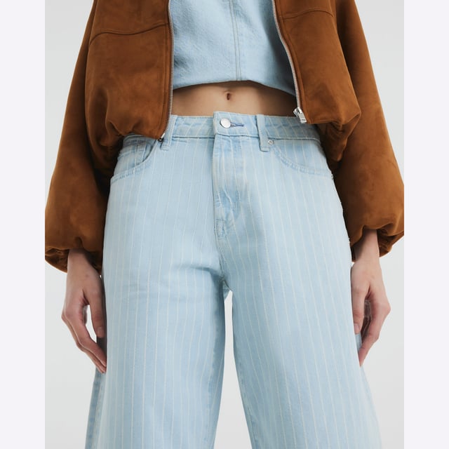 Denim fabric, Stripe print, Barrel leg, Raw hem, Belt loops, Pockets, Zip and button fasteningAbout the brandFASHION IS OUR DNARiver Island is an icon of the British high street. Inspired by the latest trends and our heritage style archives, we've been serving style and leading trends for over sixty years.We make fashion for real people with real lives, who want to look real good. Because life's a celebration - let's dress for it.