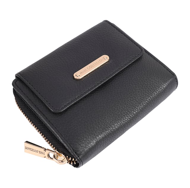 Crafted from soft leather, this elegant purse is designed for both style and function, featuring twin coin sections for easy access and separation. It offers ample card slots, a dedicated note section, and a clear card/ID display window for added convenience. Finished with a sleek brand logo plate on the front, it comes beautifully packaged in a gift box-perfect for yourself or someone special. D:3.4cm W:12.3cm H:9.7cm