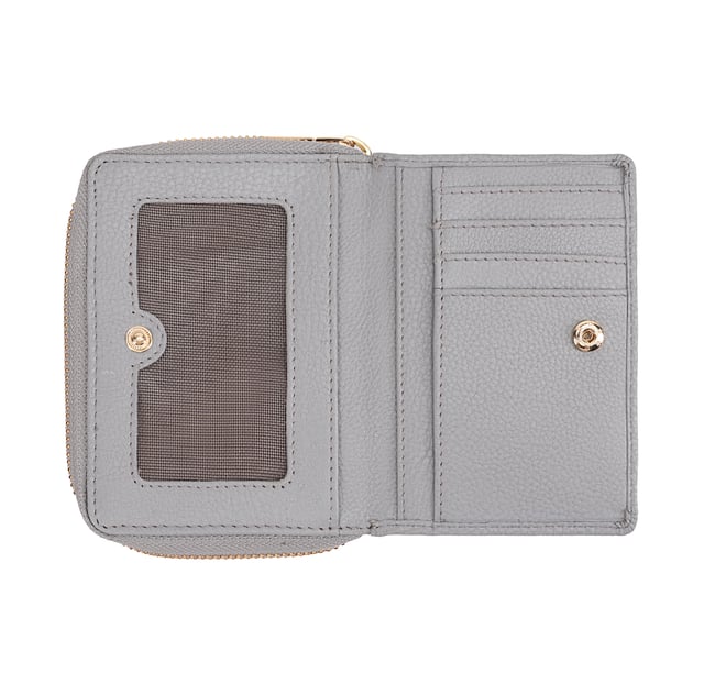 Crafted from soft leather, this elegant purse is designed for both style and function, featuring twin coin sections for easy access and separation. It offers ample card slots, a dedicated note section, and a clear card/ID display window for added convenience. Finished with a sleek brand logo plate on the front, it comes beautifully packaged in a gift box-perfect for yourself or someone special. D:3.4cm W:12.3cm H:9.7cm